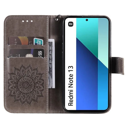 KT Imprinting Flower Series-1 For Xiaomi Redmi Note 13 4G Leather Case Wallet Cover Sunflower