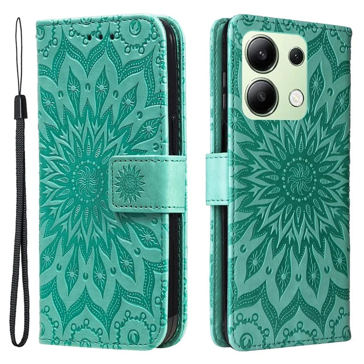 KT Imprinting Flower Series-1 For Xiaomi Redmi Note 13 4G Leather Case Wallet Cover Sunflower