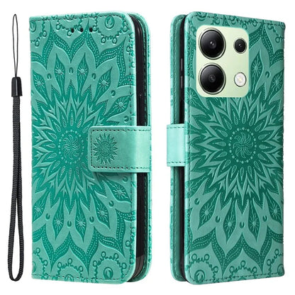 KT Imprinting Flower Series-1 For Xiaomi Redmi Note 13 4G Leather Case Wallet Cover Sunflower