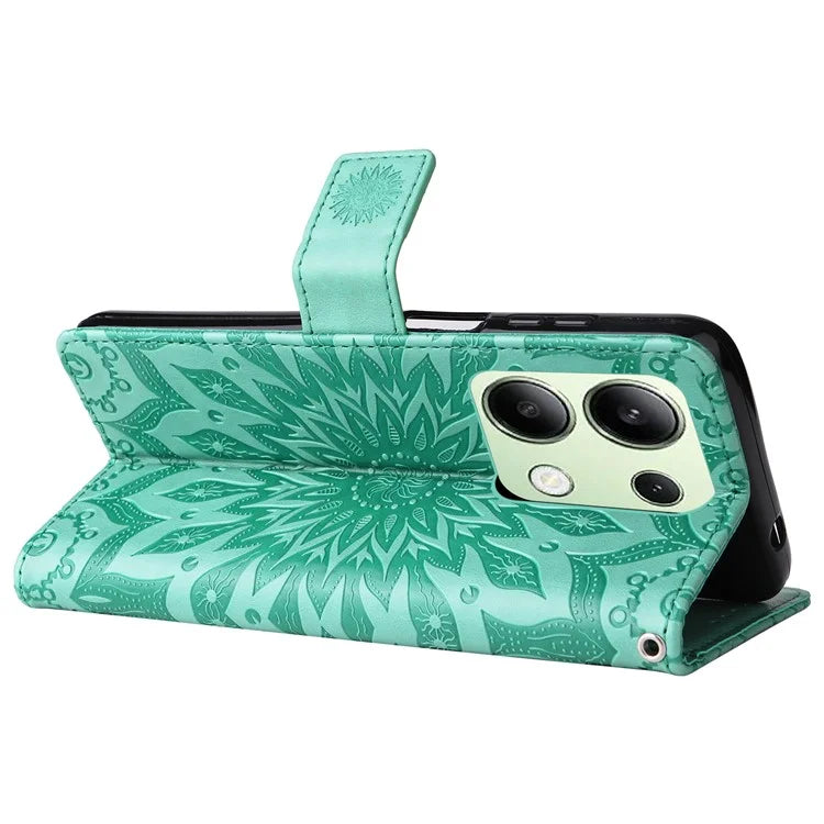 KT Imprinting Flower Series-1 For Xiaomi Redmi Note 13 4G Leather Case Wallet Cover Sunflower