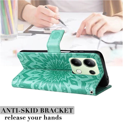 KT Imprinting Flower Series-1 For Xiaomi Redmi Note 13 4G Leather Case Wallet Cover Sunflower