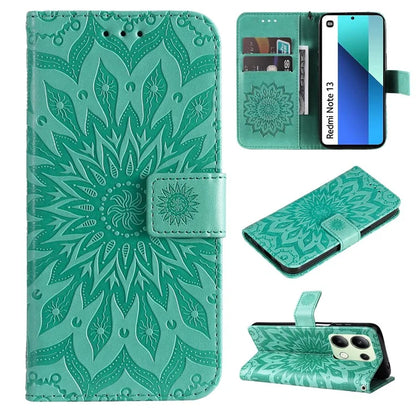 KT Imprinting Flower Series-1 For Xiaomi Redmi Note 13 4G Leather Case Wallet Cover Sunflower