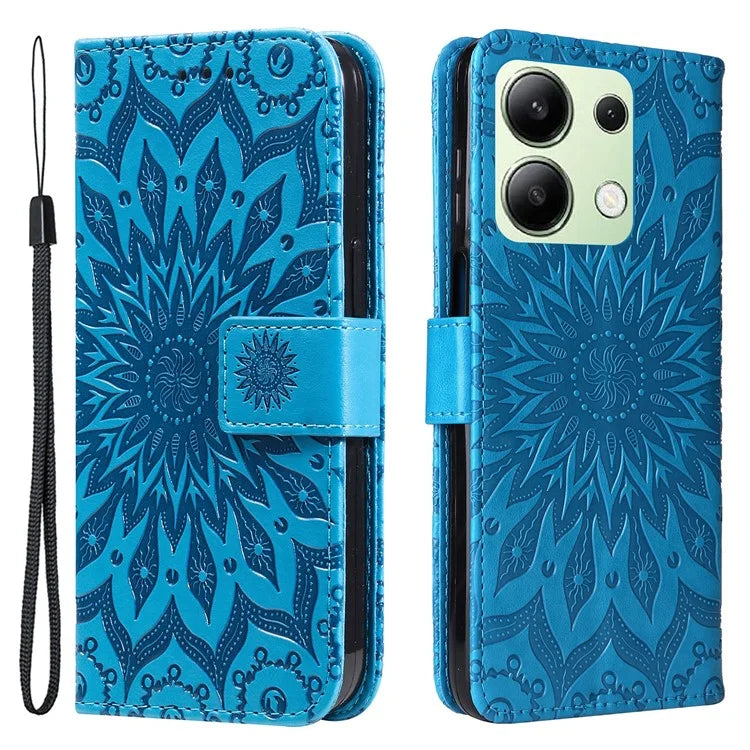 KT Imprinting Flower Series-1 For Xiaomi Redmi Note 13 4G Leather Case Wallet Cover Sunflower