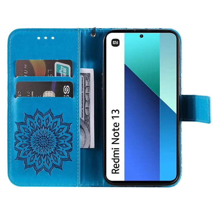KT Imprinting Flower Series-1 For Xiaomi Redmi Note 13 4G Leather Case Wallet Cover Sunflower