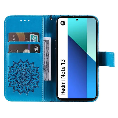 KT Imprinting Flower Series-1 For Xiaomi Redmi Note 13 4G Leather Case Wallet Cover Sunflower