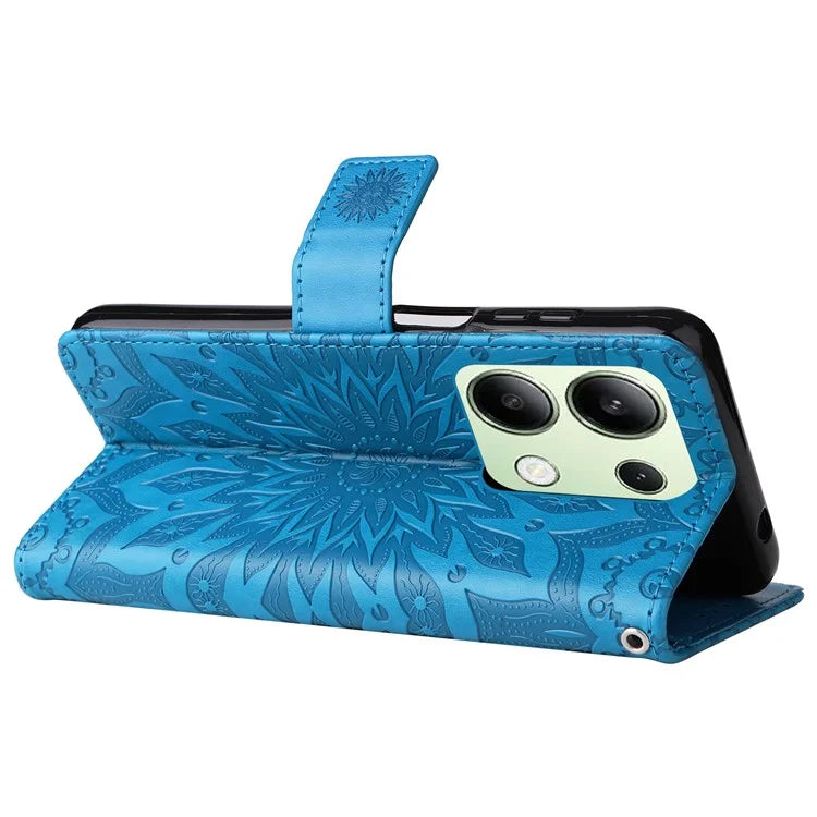 KT Imprinting Flower Series-1 For Xiaomi Redmi Note 13 4G Leather Case Wallet Cover Sunflower