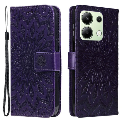 KT Imprinting Flower Series-1 For Xiaomi Redmi Note 13 4G Leather Case Wallet Cover Sunflower