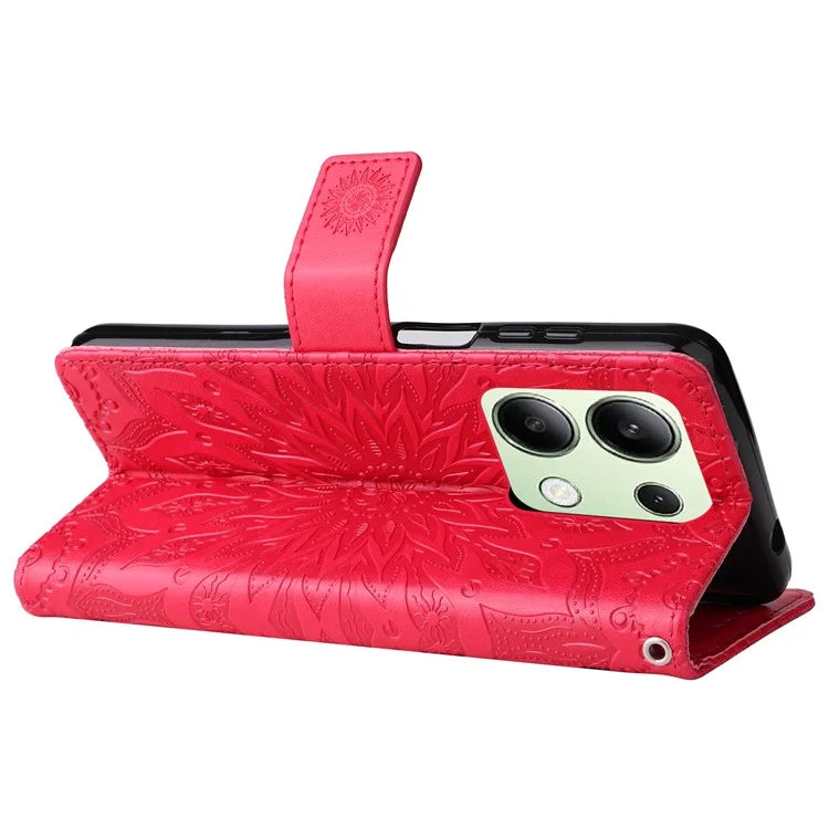 KT Imprinting Flower Series-1 For Xiaomi Redmi Note 13 4G Leather Case Wallet Cover Sunflower