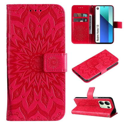 KT Imprinting Flower Series-1 For Xiaomi Redmi Note 13 4G Leather Case Wallet Cover Sunflower