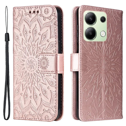 KT Imprinting Flower Series-1 For Xiaomi Redmi Note 13 4G Leather Case Wallet Cover Sunflower
