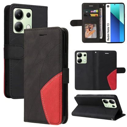 KT Leather Series-1 For Xiaomi Redmi Note 13 4G Case Dual Color Splicing Leather Cover