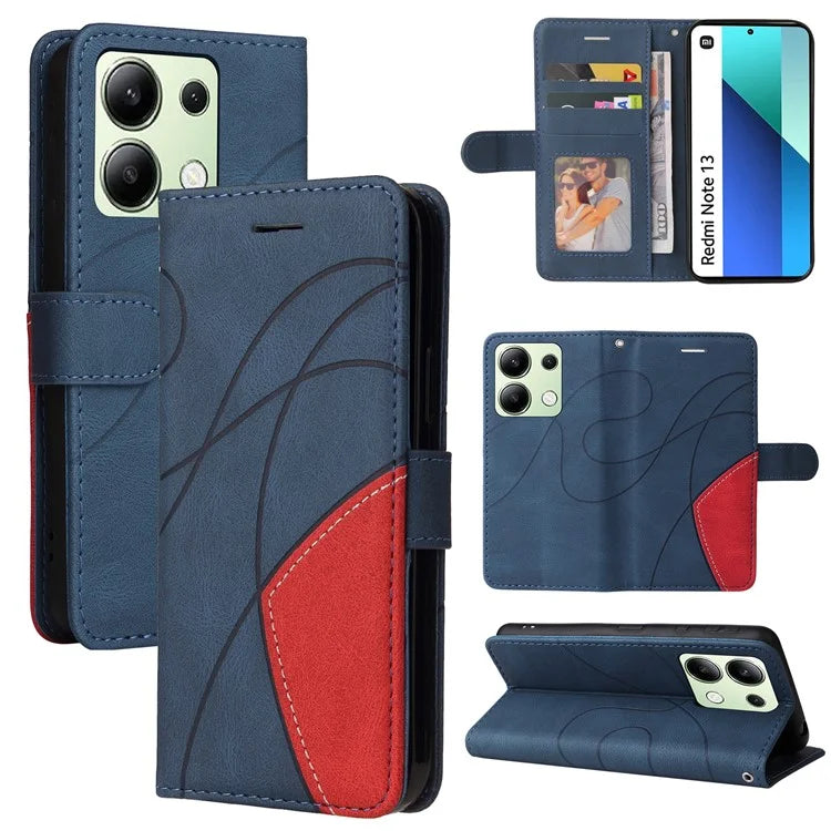 KT Leather Series-1 For Xiaomi Redmi Note 13 4G Case Dual Color Splicing Leather Cover