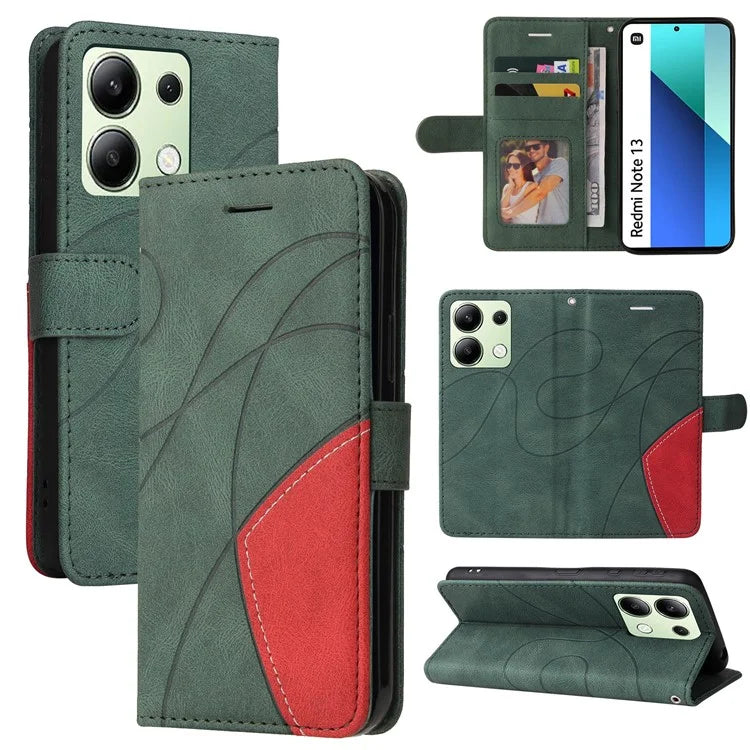KT Leather Series-1 For Xiaomi Redmi Note 13 4G Case Dual Color Splicing Leather Cover