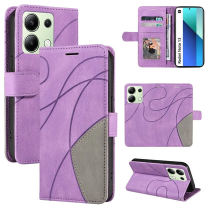 KT Leather Series-1 For Xiaomi Redmi Note 13 4G Case Dual Color Splicing Leather Cover