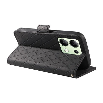 For Xiaomi Redmi Note 13 4G Leather Case Wallet Phone Cover Rhombus Pattern