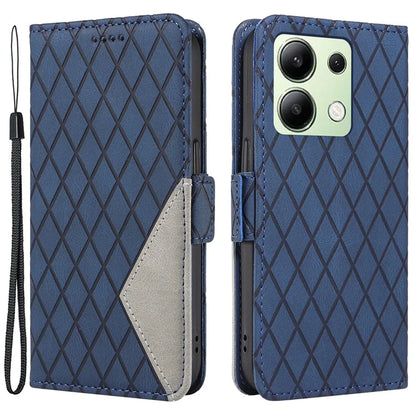 For Xiaomi Redmi Note 13 4G Leather Case Wallet Phone Cover Rhombus Pattern