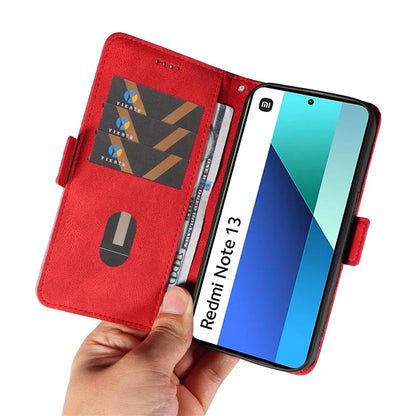 For Xiaomi Redmi Note 13 4G Leather Case Wallet Phone Cover Rhombus Pattern