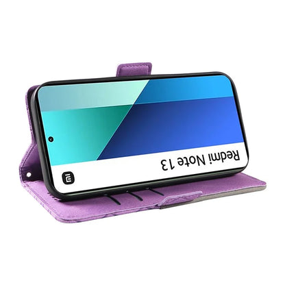 For Xiaomi Redmi Note 13 4G Leather Case Wallet Phone Cover Rhombus Pattern