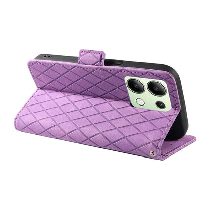 For Xiaomi Redmi Note 13 4G Leather Case Wallet Phone Cover Rhombus Pattern