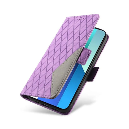 For Xiaomi Redmi Note 13 4G Leather Case Wallet Phone Cover Rhombus Pattern