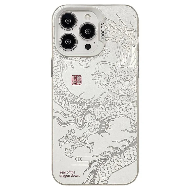 For iPhone 12 Pro Max Case Chinese Dragon Laser Pattern Anti-scratch Back Cover