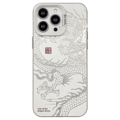 For iPhone 12 Pro Max Case Chinese Dragon Laser Pattern Anti-scratch Back Cover
