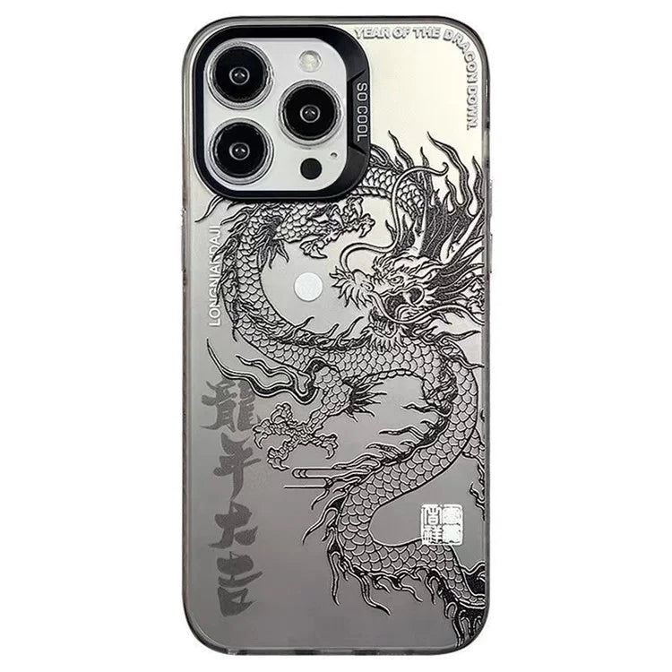 For iPhone 12 Pro Max Case Chinese Dragon Laser Pattern Anti-scratch Back Cover