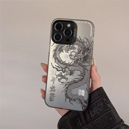 For iPhone 12 Pro Max Case Chinese Dragon Laser Pattern Anti-scratch Back Cover