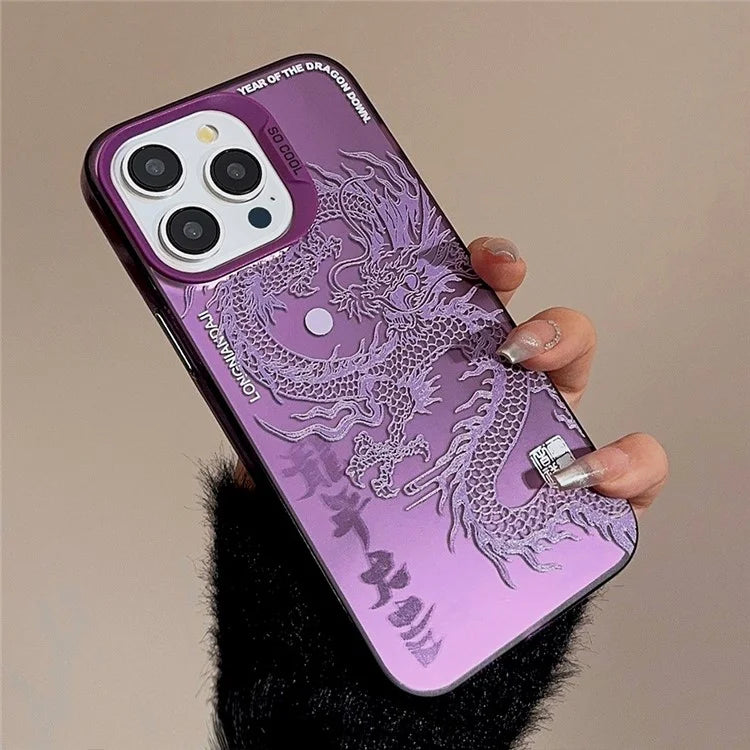 For iPhone 12 Pro Max Case Chinese Dragon Laser Pattern Anti-scratch Back Cover
