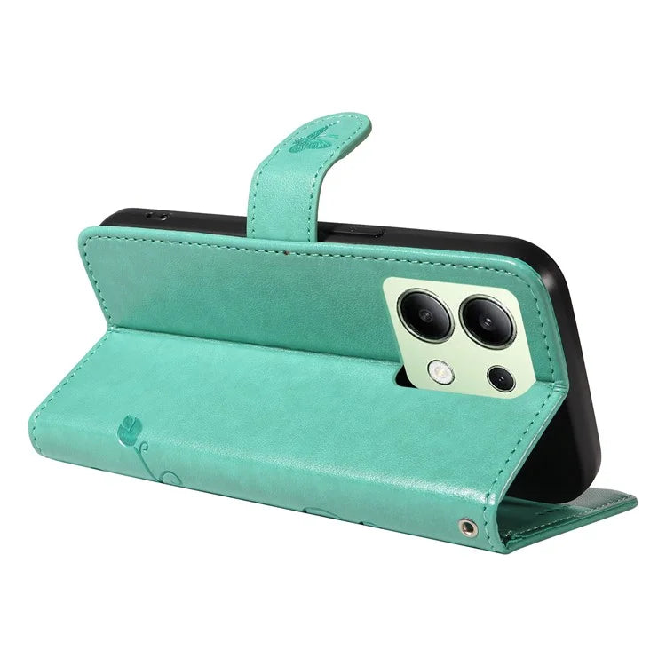 For Xiaomi Redmi Note 13 4G Leather Case Flower Butterfly Imprinted Wallet Phone Cover