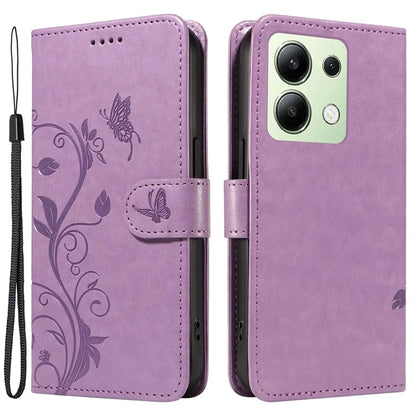 For Xiaomi Redmi Note 13 4G Leather Case Flower Butterfly Imprinted Wallet Phone Cover