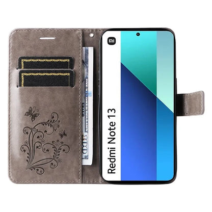 KT Imprinting Flower Series-2 For Xiaomi Redmi Note 13 4G Case Leather Cover with Wallet