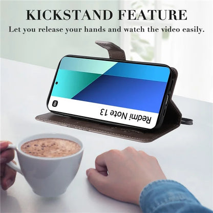 KT Imprinting Flower Series-2 For Xiaomi Redmi Note 13 4G Case Leather Cover with Wallet