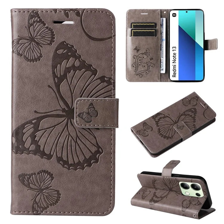 KT Imprinting Flower Series-2 For Xiaomi Redmi Note 13 4G Case Leather Cover with Wallet