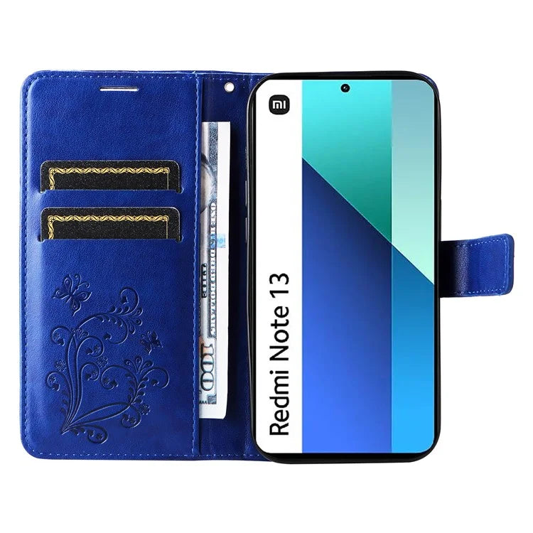 KT Imprinting Flower Series-2 For Xiaomi Redmi Note 13 4G Case Leather Cover with Wallet