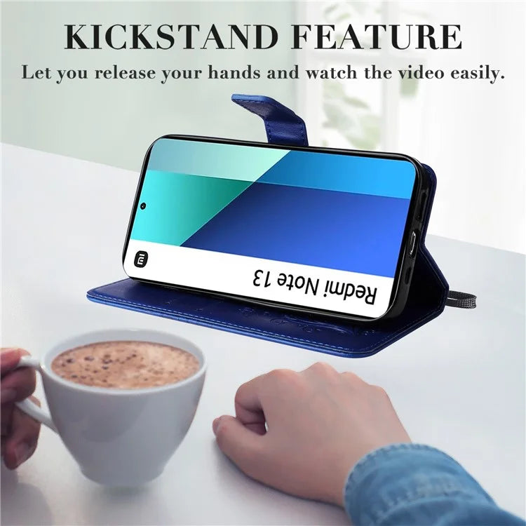 KT Imprinting Flower Series-2 For Xiaomi Redmi Note 13 4G Case Leather Cover with Wallet