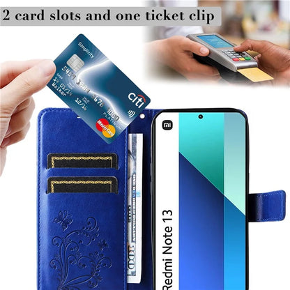 KT Imprinting Flower Series-2 For Xiaomi Redmi Note 13 4G Case Leather Cover with Wallet