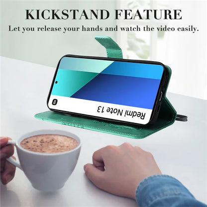 KT Imprinting Flower Series-2 For Xiaomi Redmi Note 13 4G Case Leather Cover with Wallet