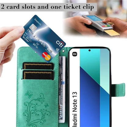 KT Imprinting Flower Series-2 For Xiaomi Redmi Note 13 4G Case Leather Cover with Wallet