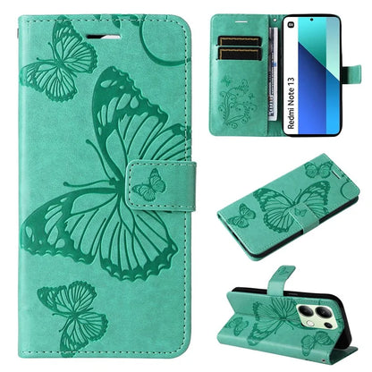 KT Imprinting Flower Series-2 For Xiaomi Redmi Note 13 4G Case Leather Cover with Wallet