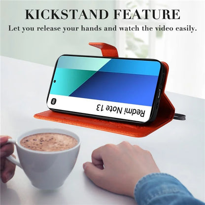 KT Imprinting Flower Series-2 For Xiaomi Redmi Note 13 4G Case Leather Cover with Wallet