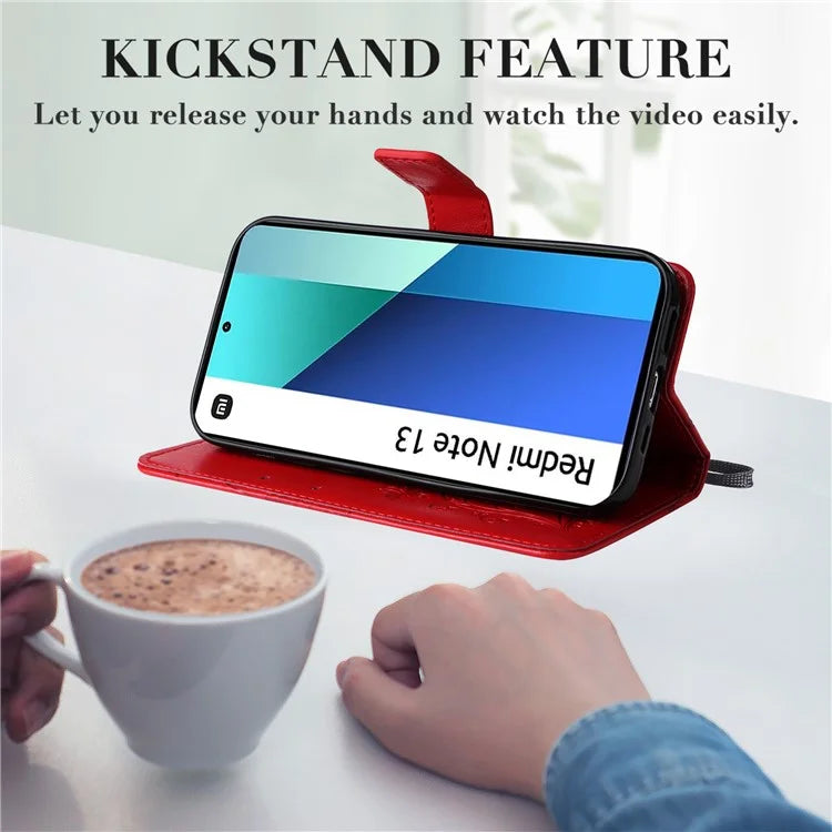 KT Imprinting Flower Series-2 For Xiaomi Redmi Note 13 4G Case Leather Cover with Wallet