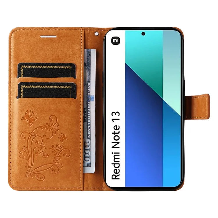 KT Imprinting Flower Series-2 For Xiaomi Redmi Note 13 4G Case Leather Cover with Wallet