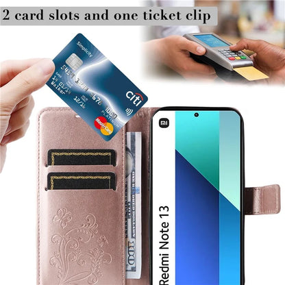 KT Imprinting Flower Series-2 For Xiaomi Redmi Note 13 4G Case Leather Cover with Wallet