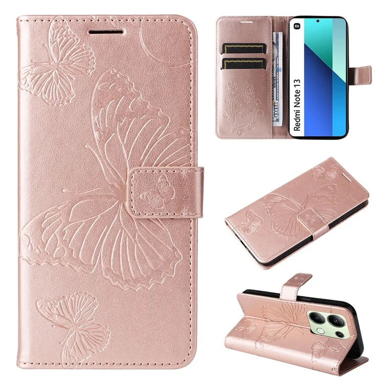 KT Imprinting Flower Series-2 For Xiaomi Redmi Note 13 4G Case Leather Cover with Wallet