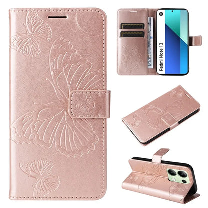 KT Imprinting Flower Series-2 For Xiaomi Redmi Note 13 4G Case Leather Cover with Wallet