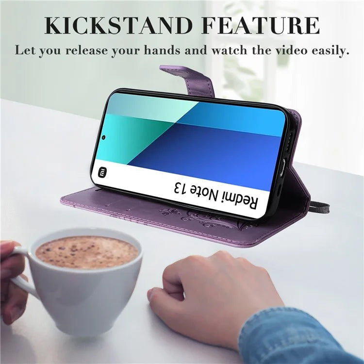 KT Imprinting Flower Series-2 For Xiaomi Redmi Note 13 4G Case Leather Cover with Wallet