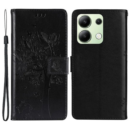 KT Imprinting Flower Series-3 For Xiaomi Redmi Note 13 4G Wallet Phone Case Cat Tree Pattern