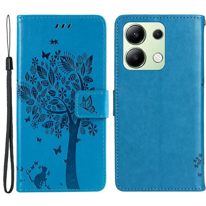 KT Imprinting Flower Series-3 For Xiaomi Redmi Note 13 4G Wallet Phone Case Cat Tree Pattern