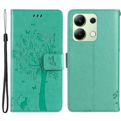 KT Imprinting Flower Series-3 For Xiaomi Redmi Note 13 4G Wallet Phone Case Cat Tree Pattern